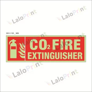 Photo-Luminescent (Glow In Dark) CO2 Fire Extinguisher Signage Board (300 mm x 100 mm)