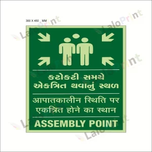 Photo-Luminescent (Glow In Dark) Assembly Point Signage Board (300 mm x 450 mm)