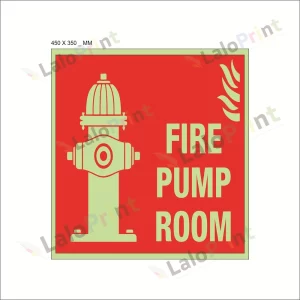 Photo-Luminescent (Glow In Dark) Fire Pump Room Signage Board (450 mm x 350 mm)
