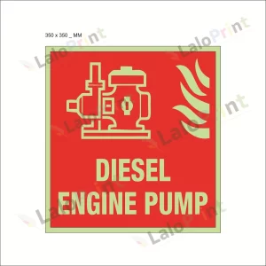 Photo-Luminescent (Glow In Dark) Diesel Engine Pump Signage Board (350 mm x 350 mm)